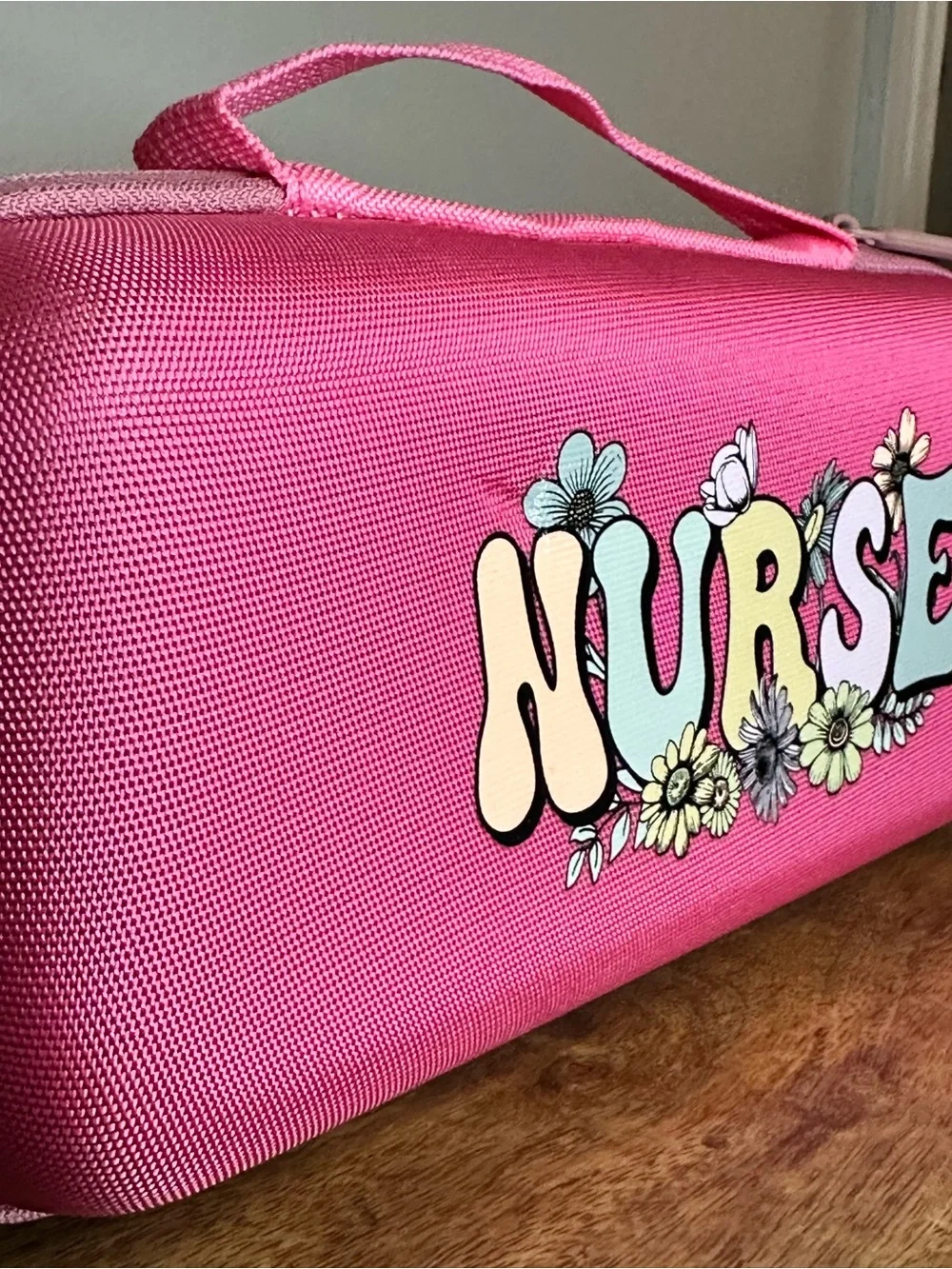 Source Unknown Pink Floral 'NURSE' Portable Carry Case
